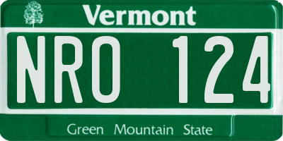 VT license plate NRO124