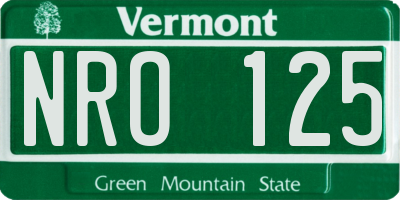 VT license plate NRO125