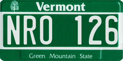 VT license plate NRO126