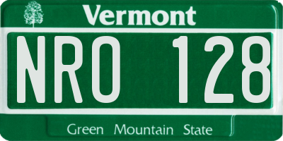 VT license plate NRO128