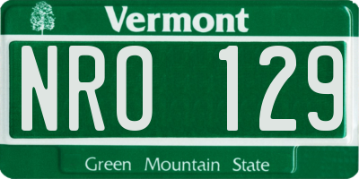 VT license plate NRO129