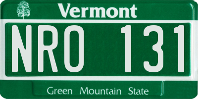 VT license plate NRO131