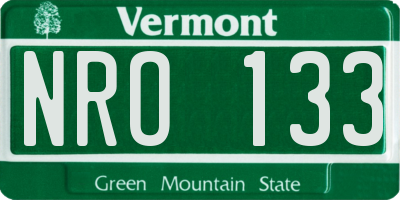 VT license plate NRO133