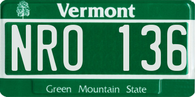 VT license plate NRO136