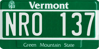 VT license plate NRO137