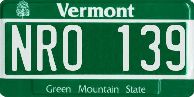 VT license plate NRO139
