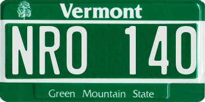 VT license plate NRO140