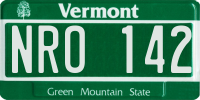 VT license plate NRO142