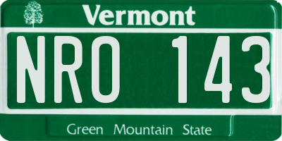 VT license plate NRO143