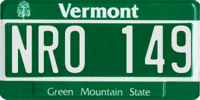 VT license plate NRO149