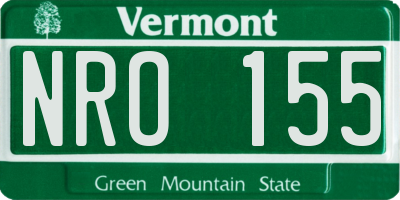 VT license plate NRO155