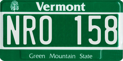 VT license plate NRO158