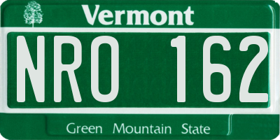 VT license plate NRO162