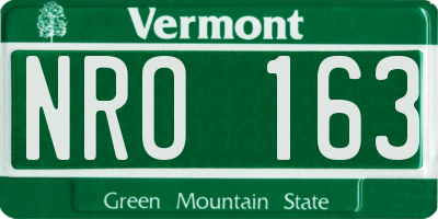 VT license plate NRO163