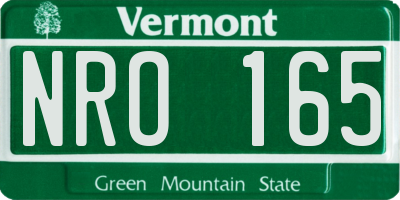 VT license plate NRO165