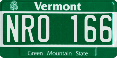 VT license plate NRO166
