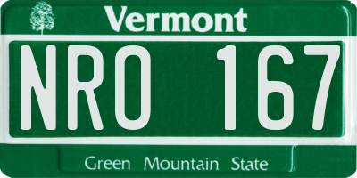 VT license plate NRO167