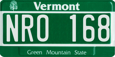 VT license plate NRO168
