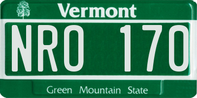 VT license plate NRO170