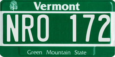 VT license plate NRO172