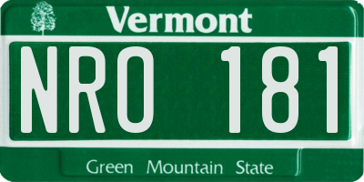 VT license plate NRO181