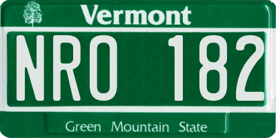 VT license plate NRO182