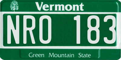 VT license plate NRO183