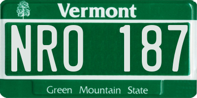 VT license plate NRO187
