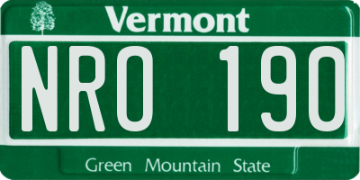 VT license plate NRO190