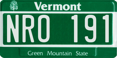 VT license plate NRO191