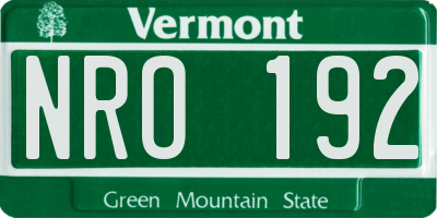 VT license plate NRO192