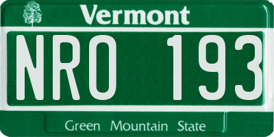 VT license plate NRO193