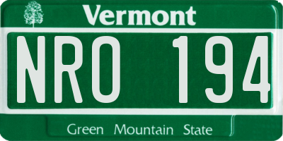 VT license plate NRO194