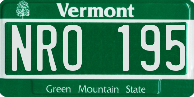 VT license plate NRO195