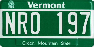 VT license plate NRO197