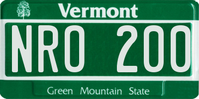VT license plate NRO200