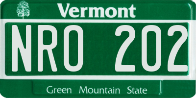 VT license plate NRO202