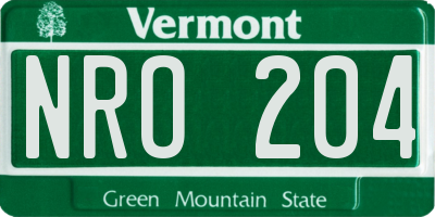 VT license plate NRO204
