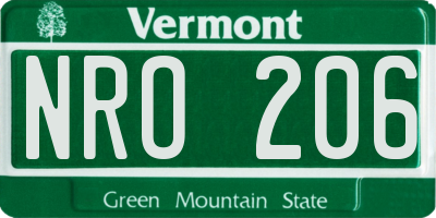 VT license plate NRO206