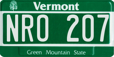 VT license plate NRO207