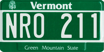 VT license plate NRO211