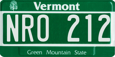 VT license plate NRO212