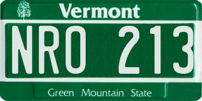 VT license plate NRO213