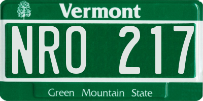 VT license plate NRO217