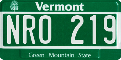 VT license plate NRO219