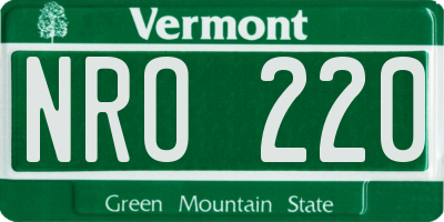 VT license plate NRO220