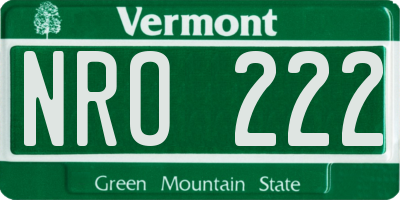 VT license plate NRO222