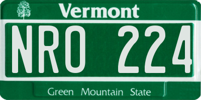 VT license plate NRO224