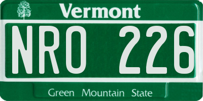 VT license plate NRO226