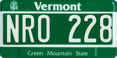 VT license plate NRO228